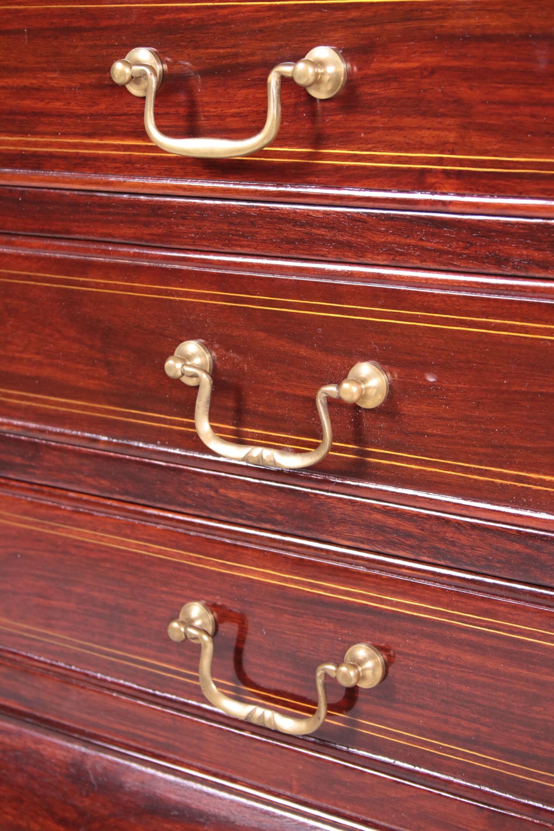 English Mahogany Desk Queen Anne Style, 1970s