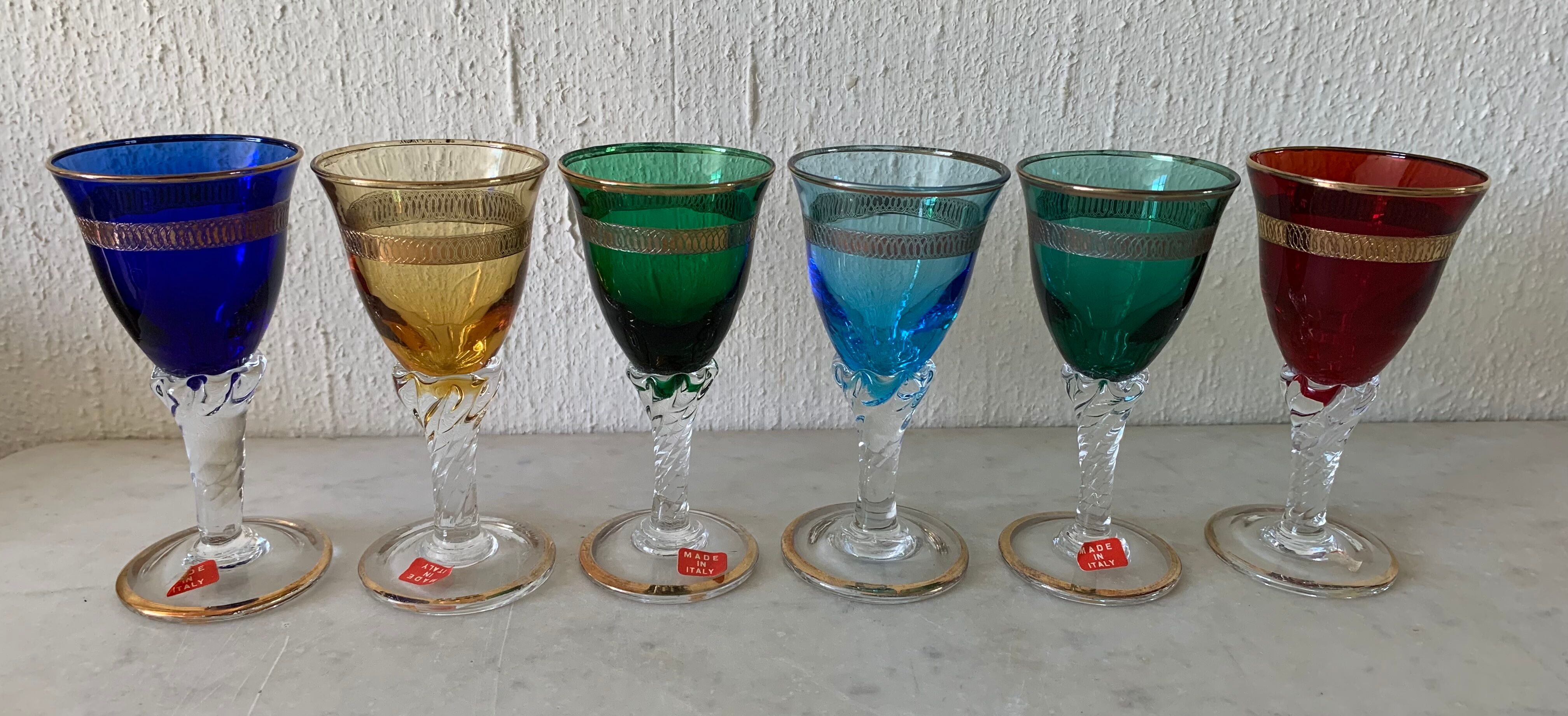 Murano multicolor liquor glasses