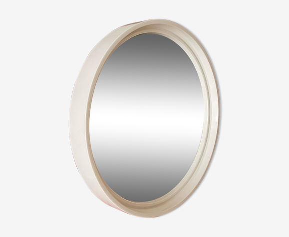 Miroir rond Gilac pour Prisunic plexi blanc  40cm