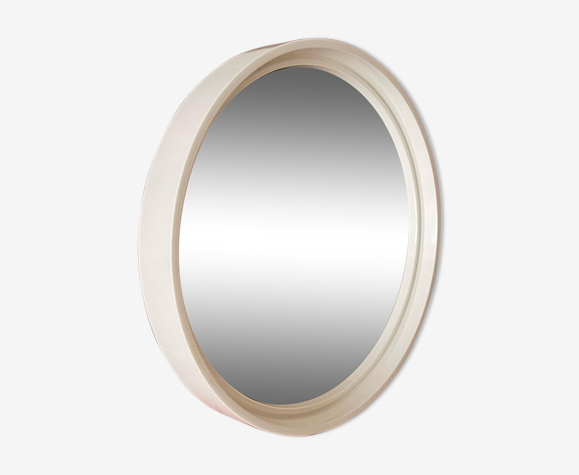 Miroir rond Gilac pour Prisunic plexi blanc 40cm