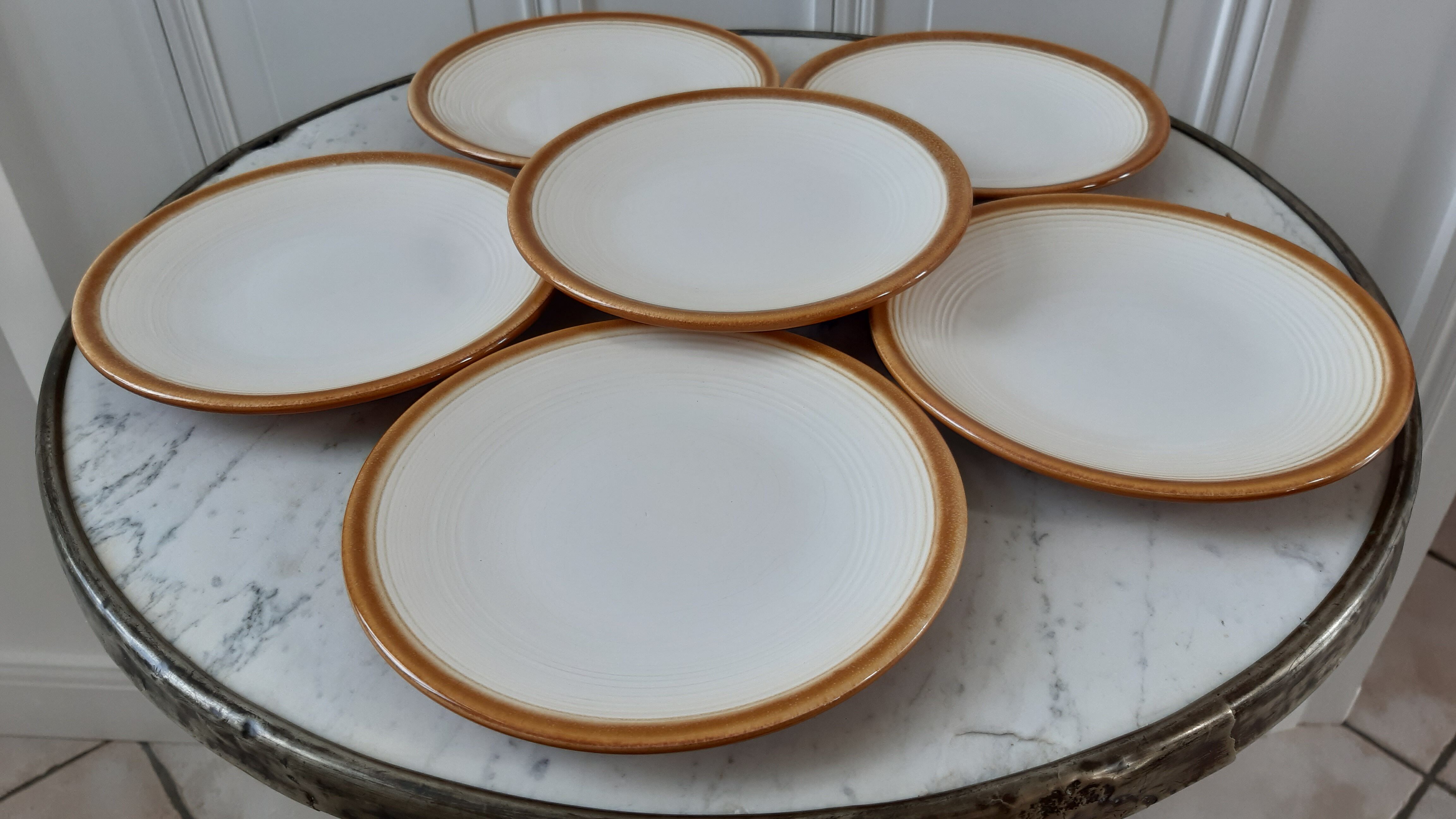 Lot de 6 assiettes à dessert Salins modèle "Tolosa" années 50-60