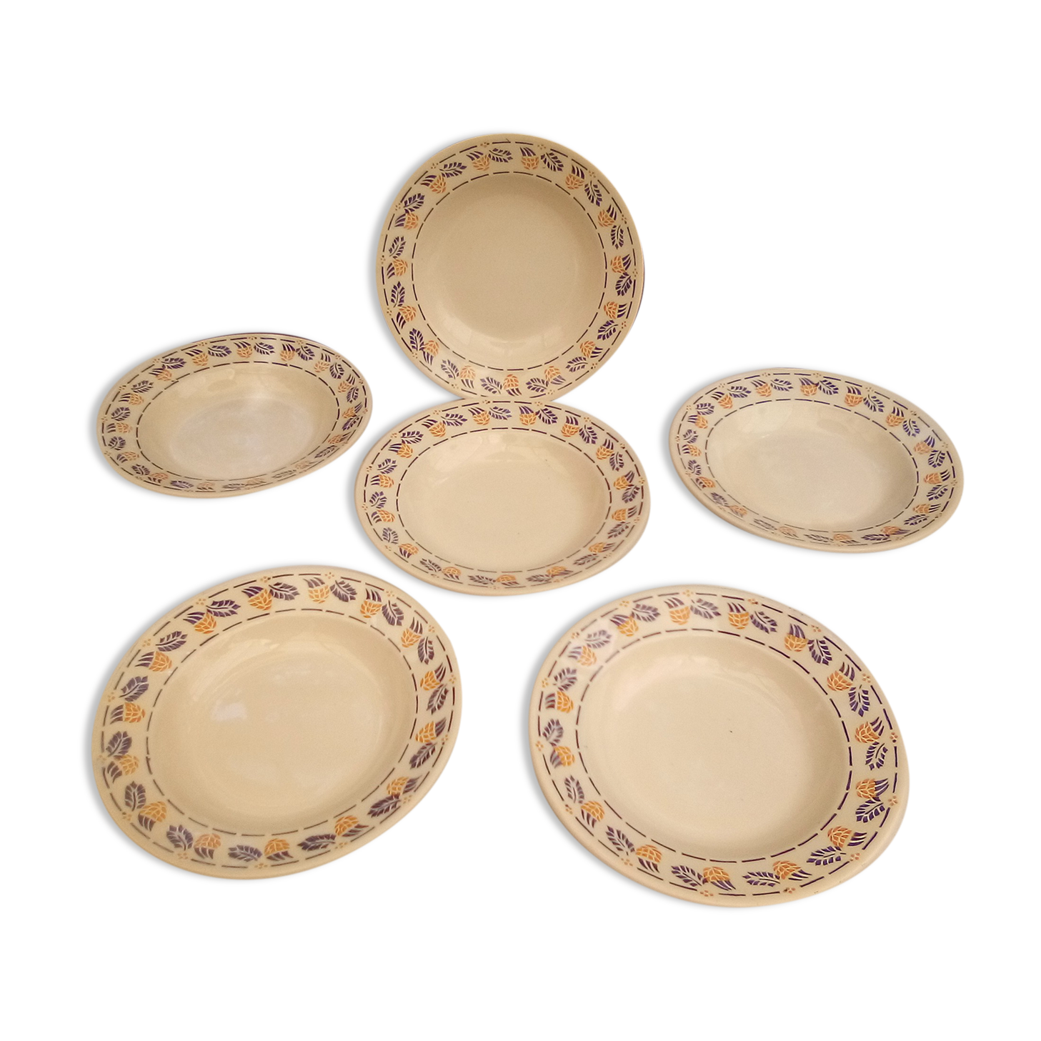 6 hollow plates Edith / New faience factory