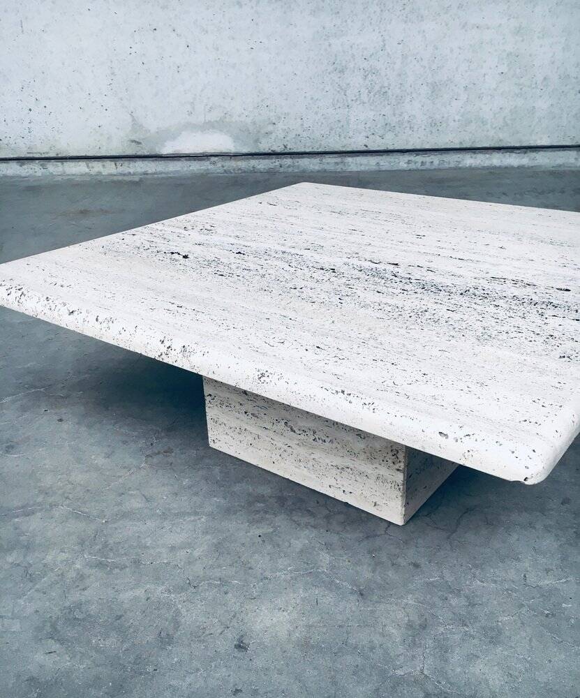 Italian Travertine Square Coffee Table, 1970s