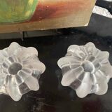 Set of 2 reversible molded glass candle holders