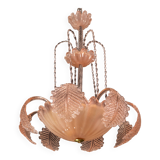 Pink Art Decò Barovier e Toso "Fountain" Pendant Light, Murano Glass, 1940s