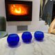 Set of 3 blue glass candle holders