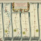Old illustrated ribbon map from London to Barwick