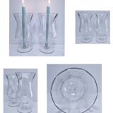Pair of tall clear glass candlesticks from the early 20th century