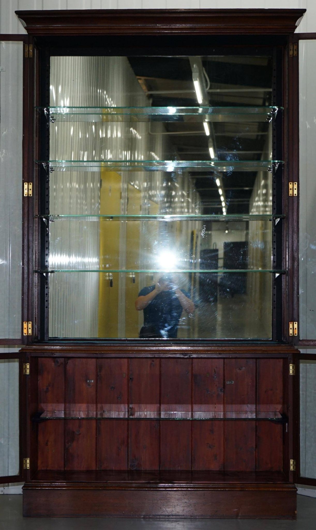 Rare glass-fronted Victorian apothecary cabinet.