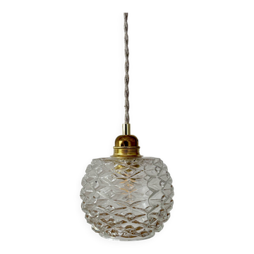 Vintage moulded glass suspension globe