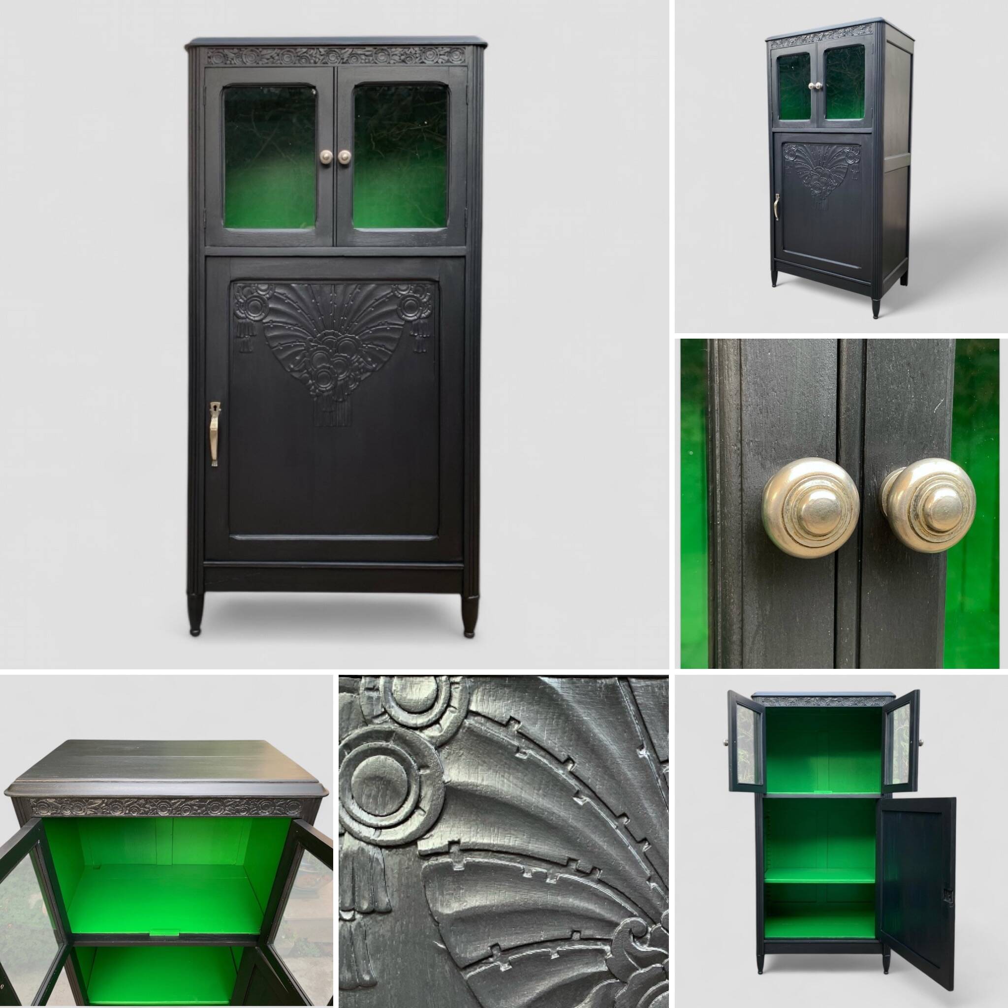 Parisian buffet with black glass front, Art Deco style, 1930