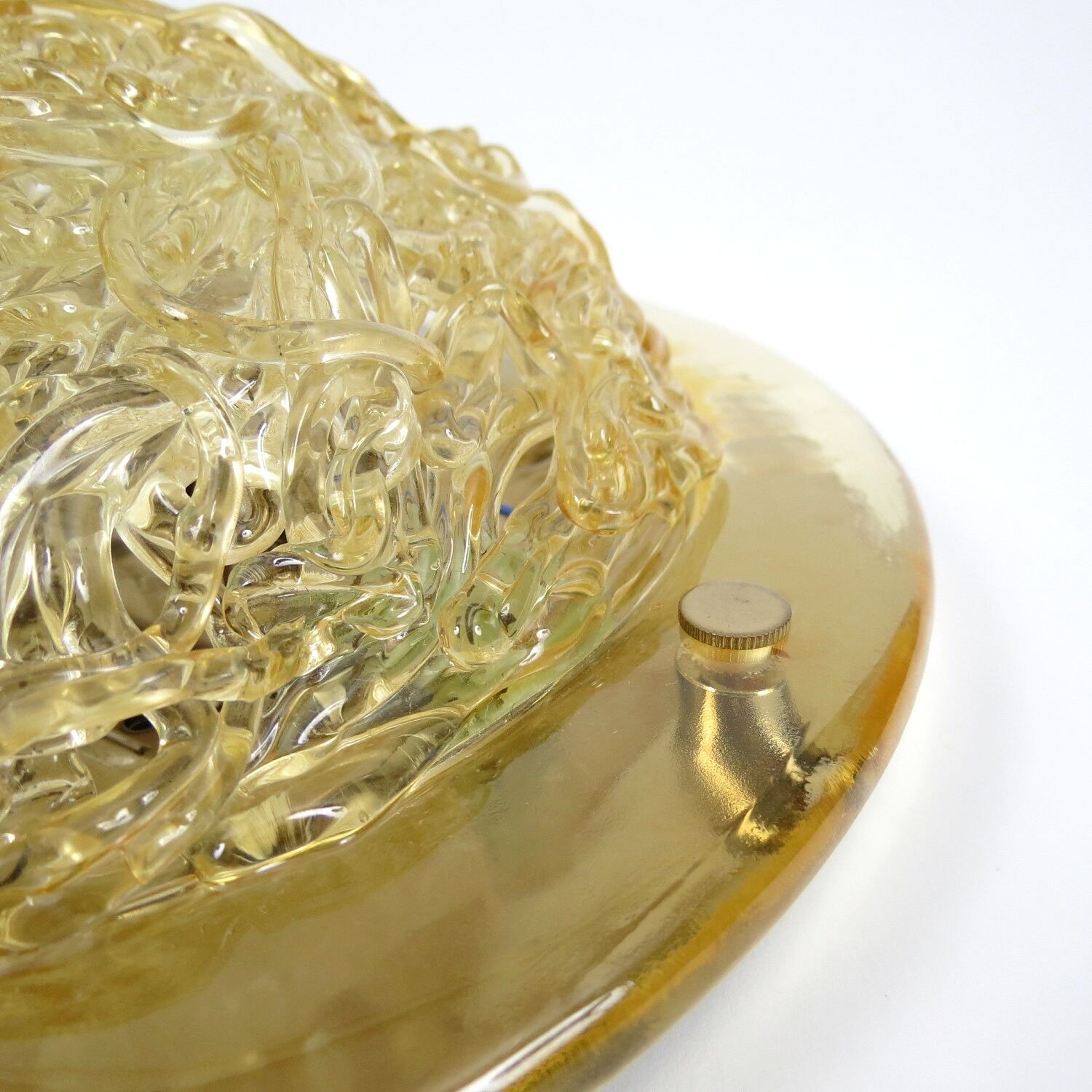 Pair of  Italian brass and glass wall lights, 1980s