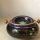 Ashtray burns incense in bronze enamelled floral decoration forget-me-not tones blue and black