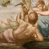 Bucolic scene painting on earthenware nineteenth after Delobel