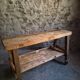 French industrial kitchen island, antique work table in chestnut and oak, circa 1900.