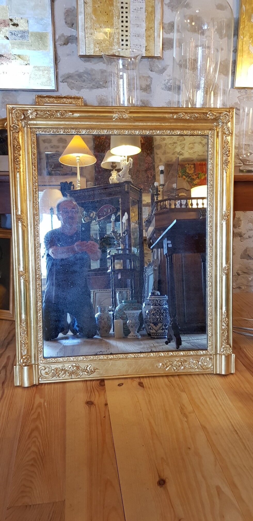 Mirror Napoleon III 19th restored with gold leaf