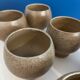 Set of 6 vintage beige enameled stoneware cups vintage pyrite stoneware espresso cup