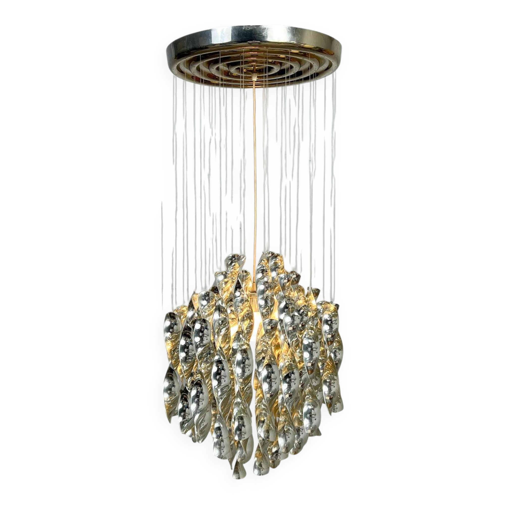 Mid-century spiral ceiling lamp by Verner Panton for Lüber AG, model SP1, Germany, 1970s, early example.