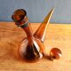 Vintage Amber Glass Wine Carafe - Artisan Decanter in Porron Style
