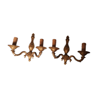 Set de 2 appliques murales en bronze doré