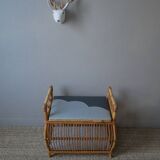 Coffre à jouets en rotin vintage