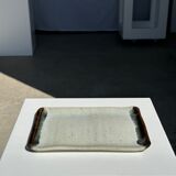 Trio of small rectangular serving dishes white and black Indonesian ceramic 21x16