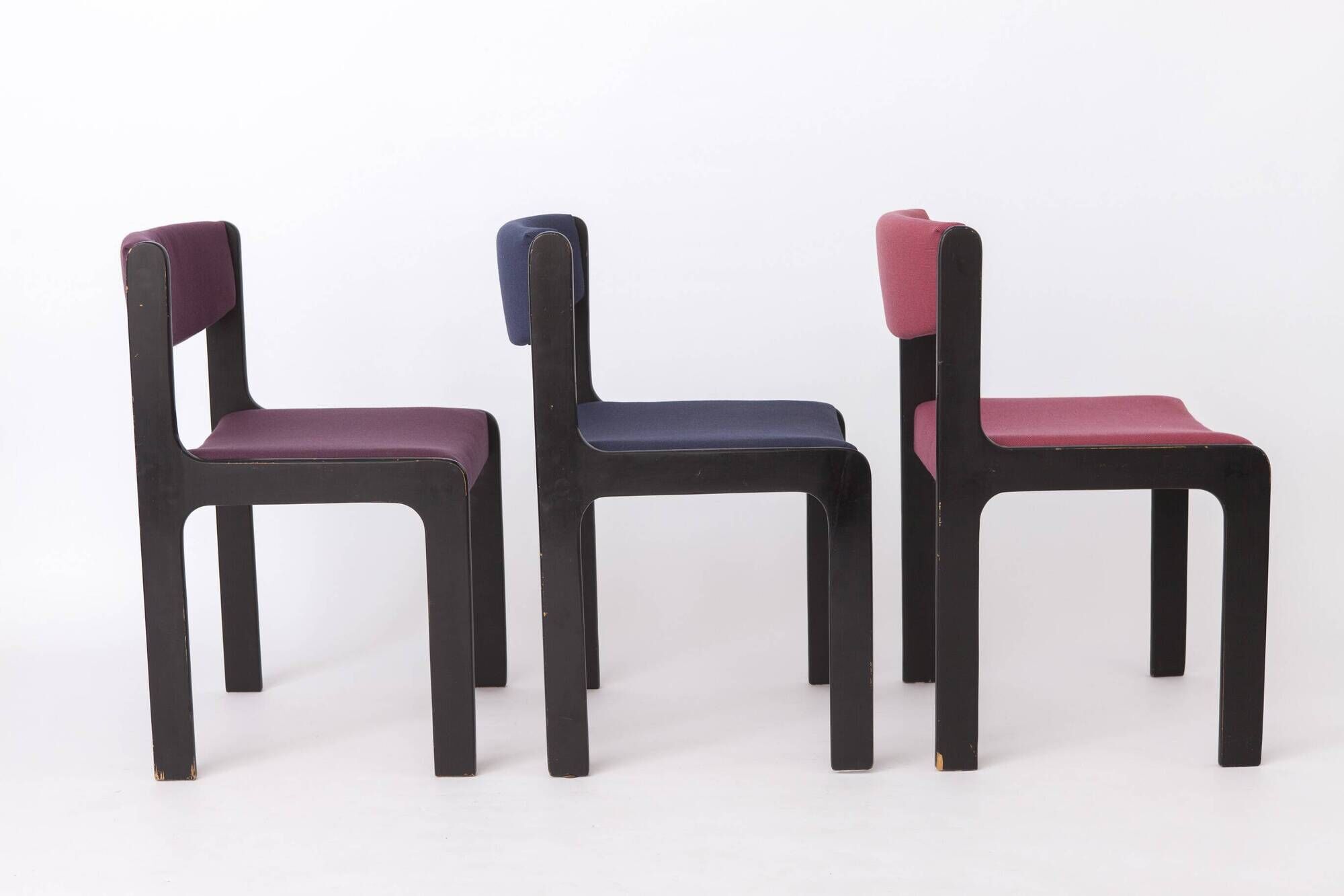 Set of 6 Vintage German Dining Chairs, 1950s–1960s, Black Beechwood