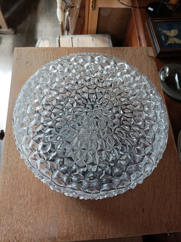 Plafonnier applique pointe diamant verre moulé base bakélite