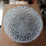Plafonnier applique pointe diamant verre moulé base bakélite