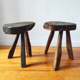 Pair of brutalist tripod stools 1960