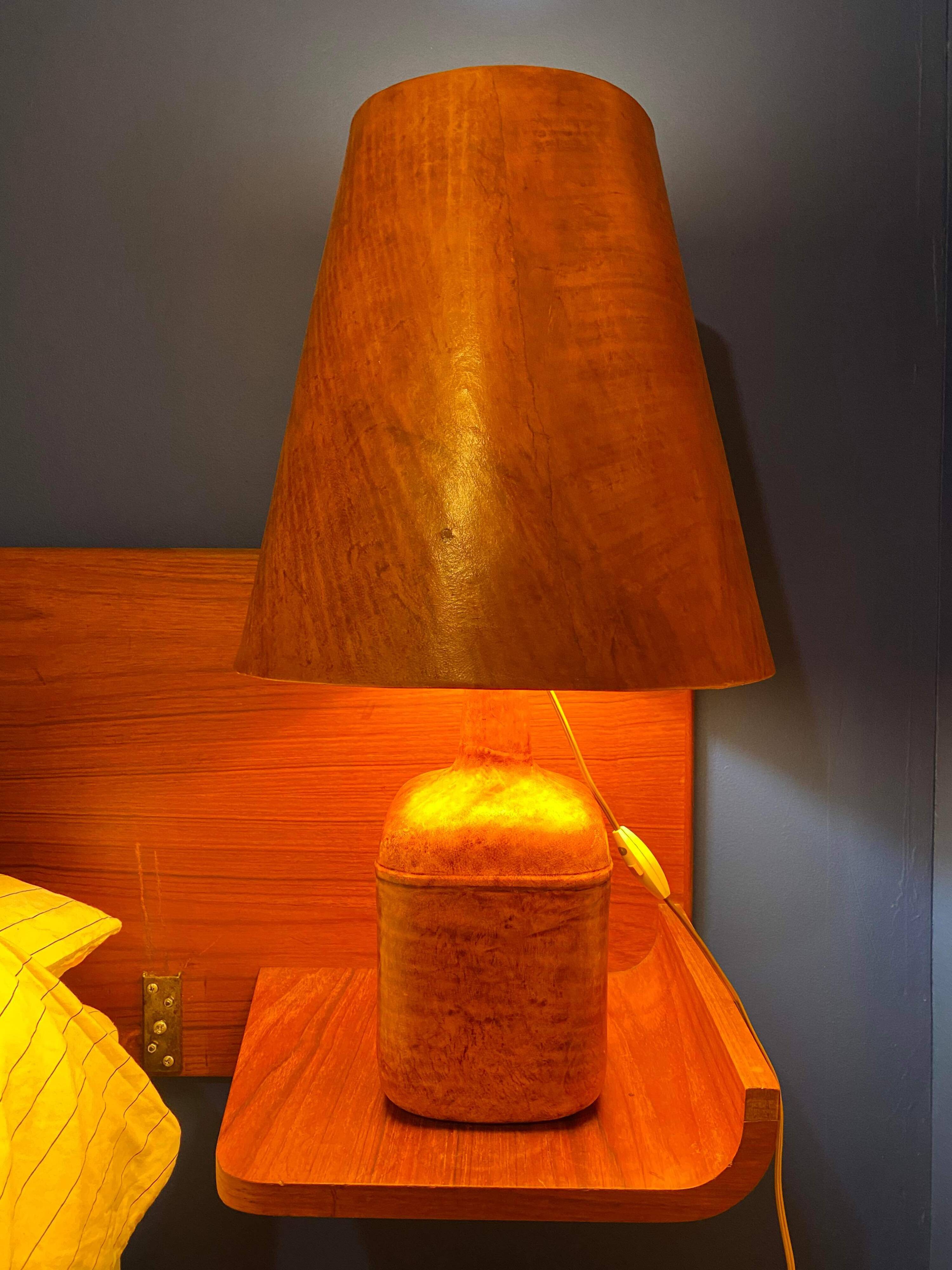 Large vintage leather lamp