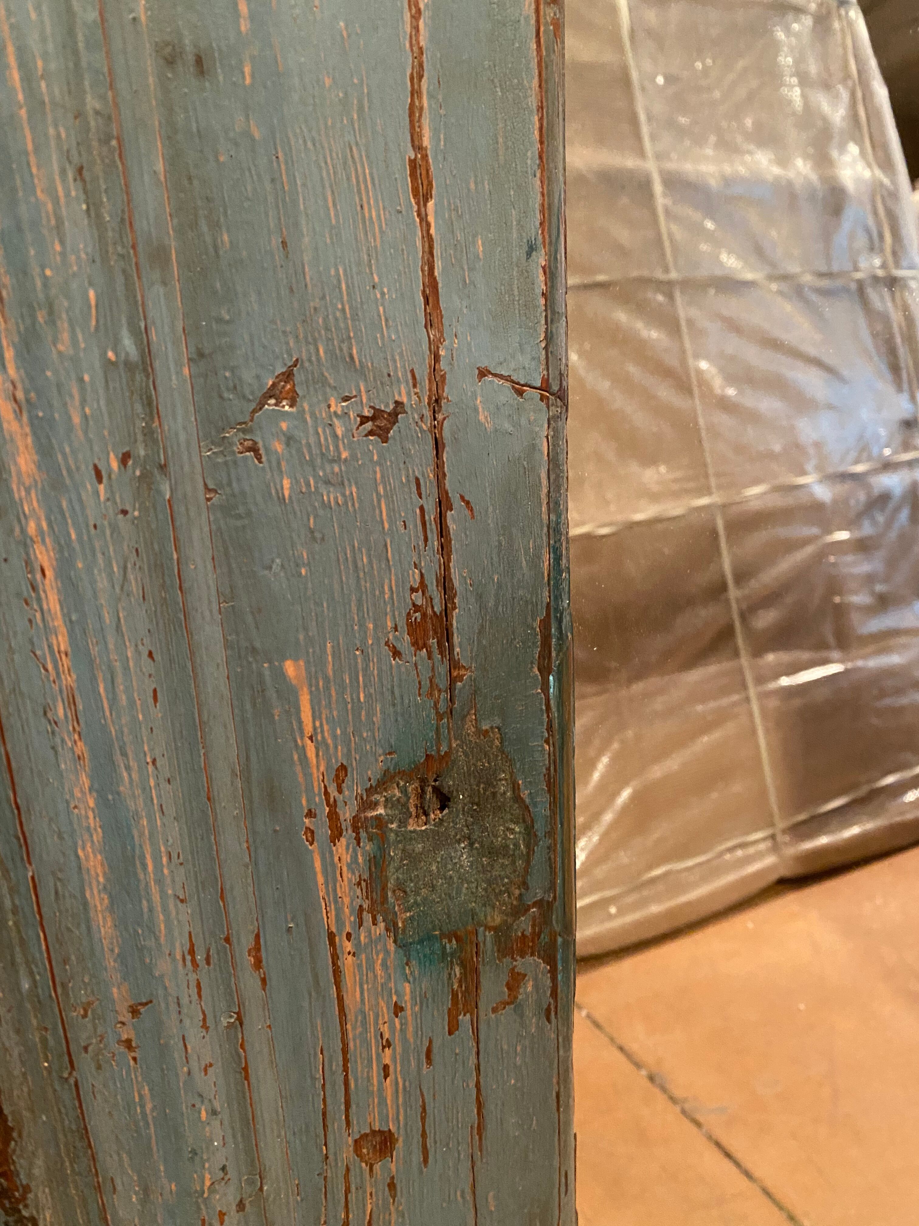 Mirror in blue lacquered wood, 148x102 cm