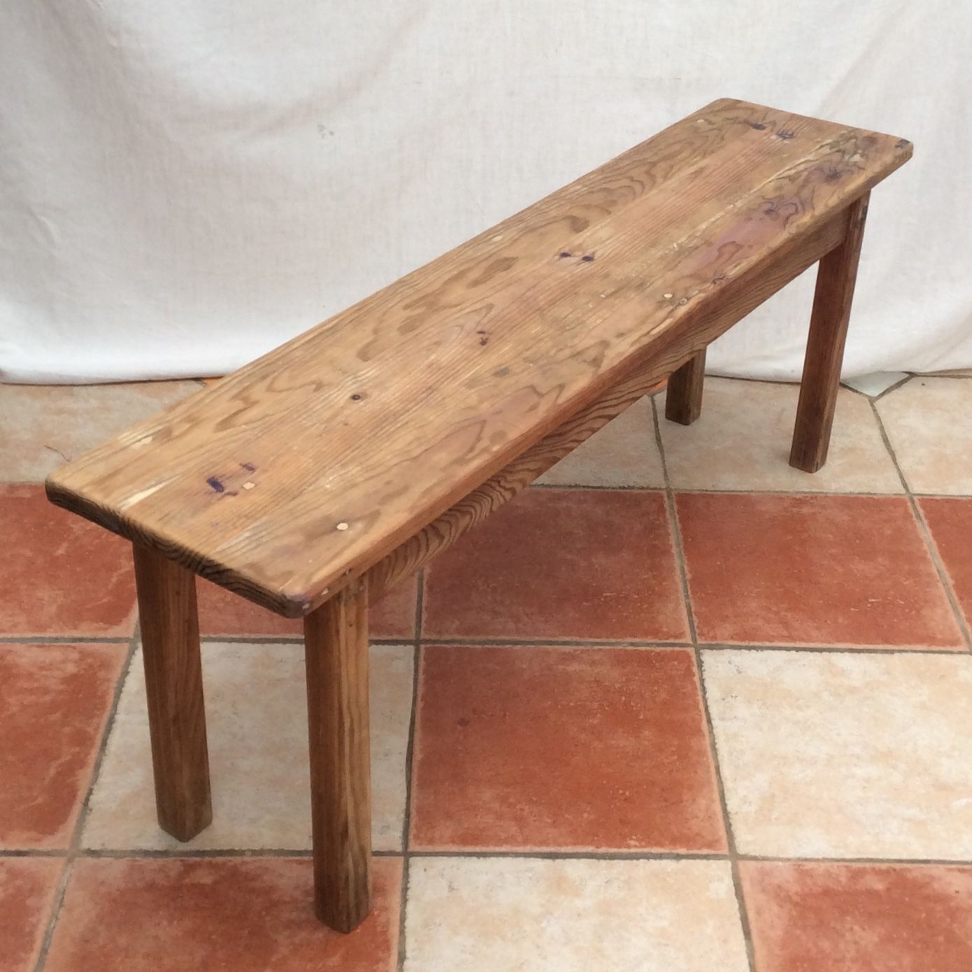 Light wood farmhouse bench around the years 1960-1970 dimension: height -44.5cm- width -103cm-