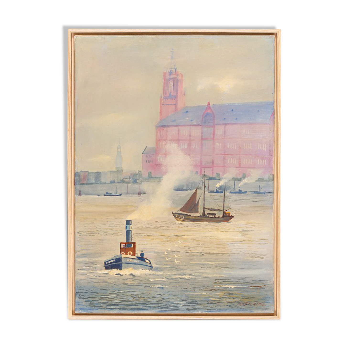 Port de Hambourg, huile sur toile, 53 x 73 cm