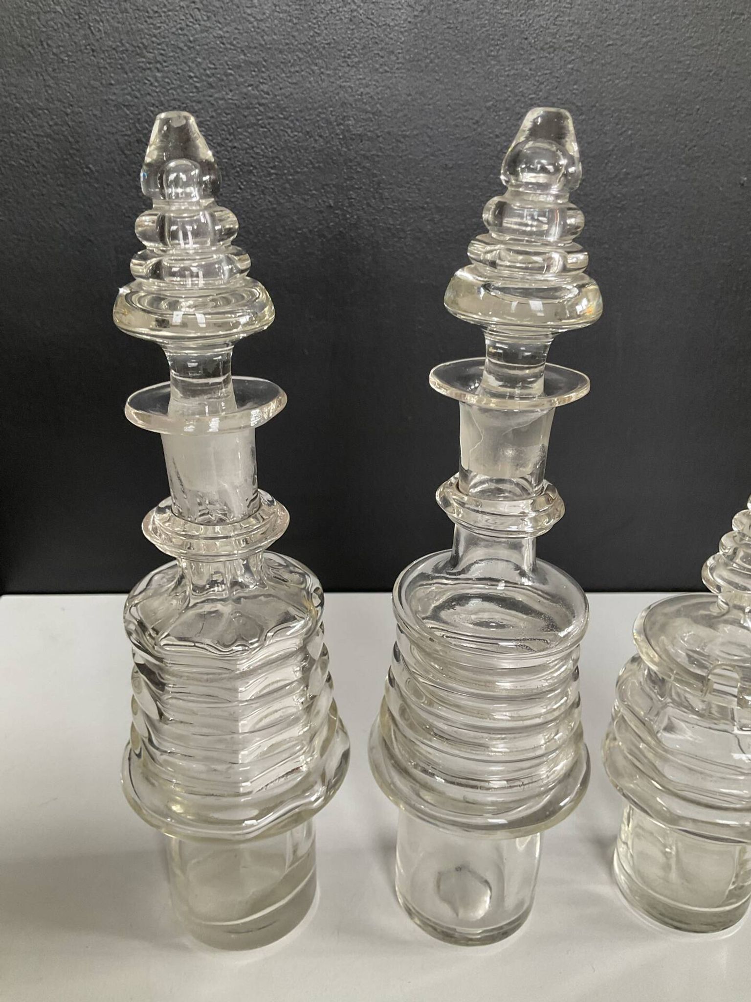 Set of 3 Art Deco crystal bottles