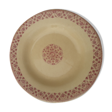 Assiette creuse en porcelaine opaque de Gien modèle Mangalore Diam 23 cm