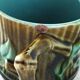 3 cups and saucers in bamboo-decorated earthenware