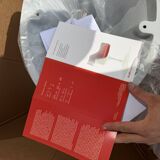 Original oval Tulip Knoll table 198cm white laminate, NEW in the box.