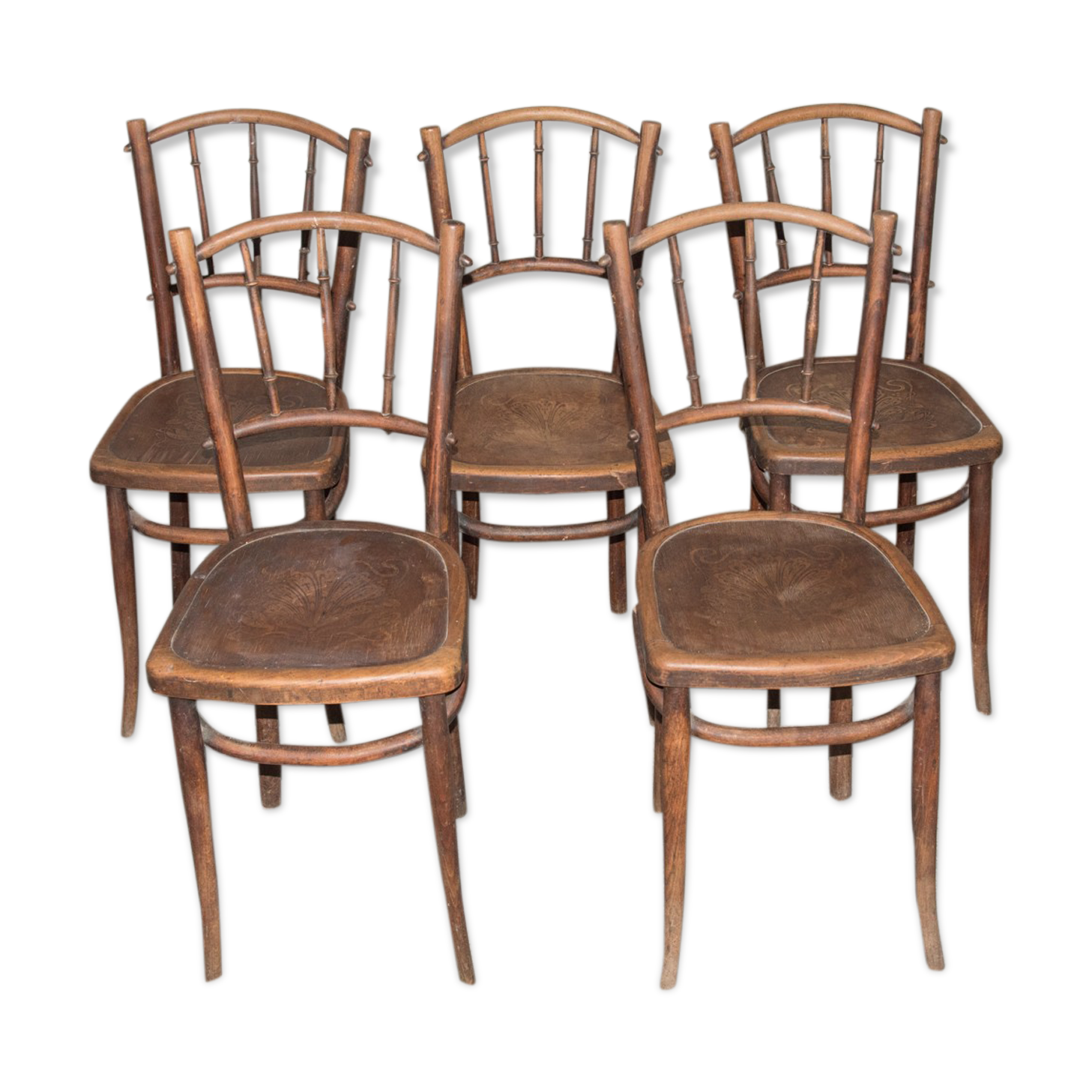 Series of 5 bistro chairs - early 20th century