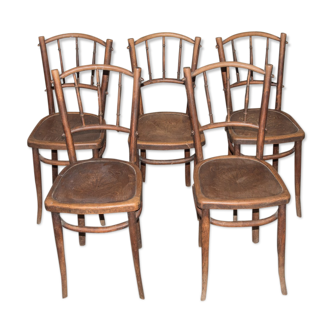 Series of 5 bistro chairs - early 20th century