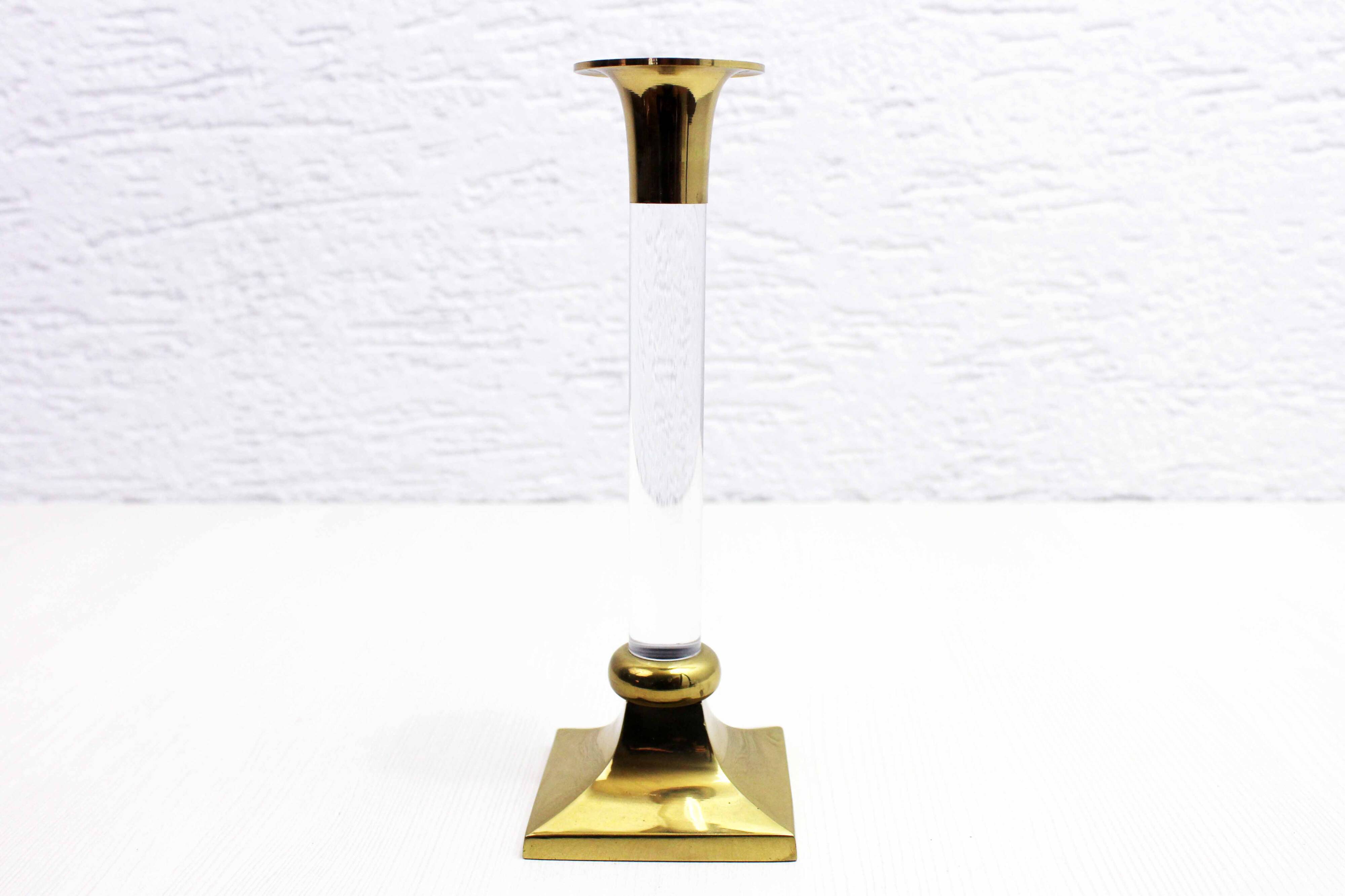 Lucite and brass candle holder 1970