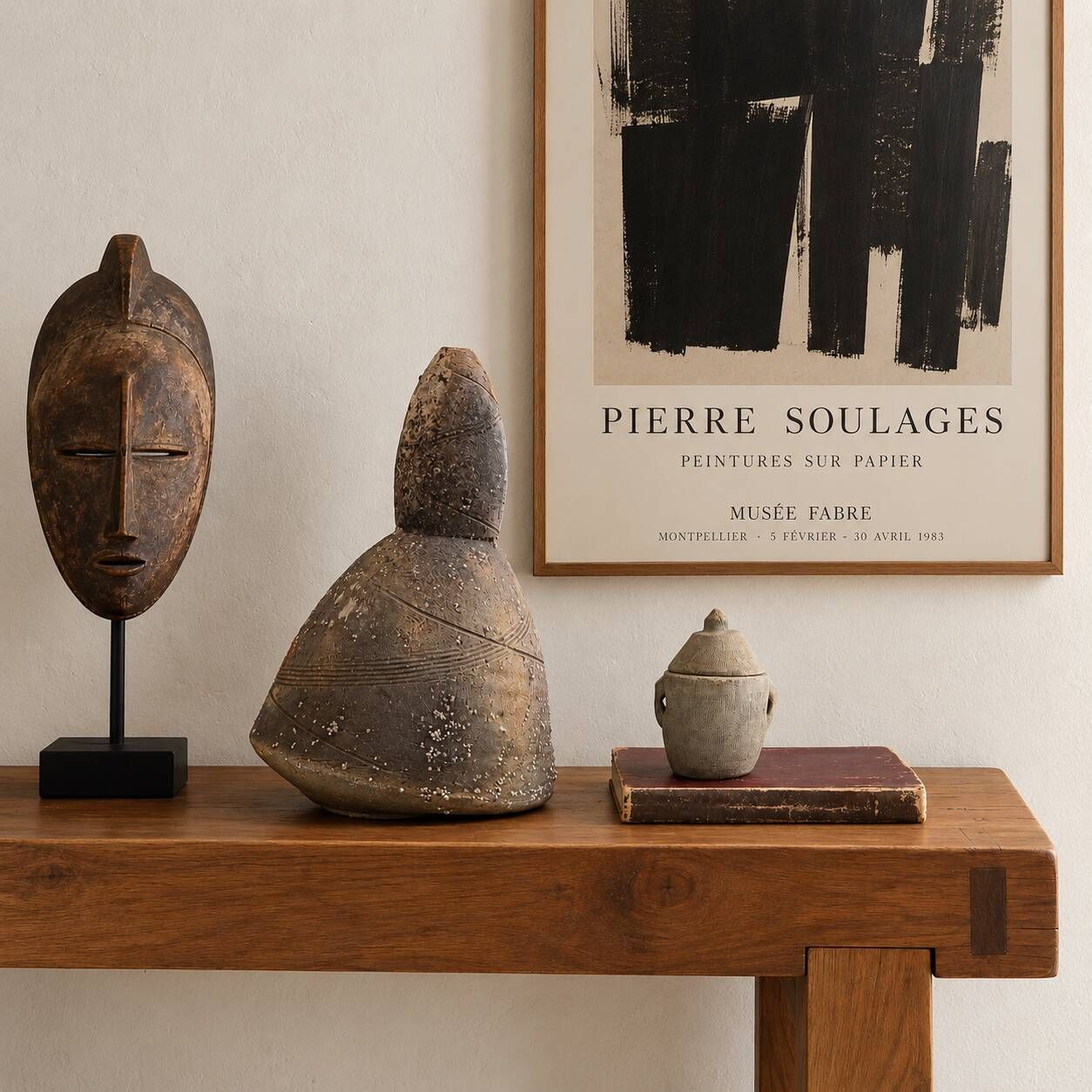 Sandstone sculpture by Eric Astoul, ceramic wood-fired kiln.