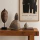 Sandstone sculpture by Eric Astoul, ceramic wood-fired kiln.