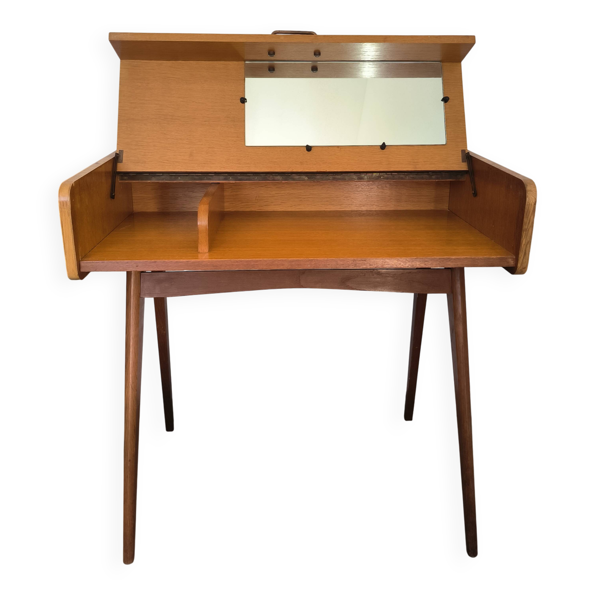 Oak veneer console dressing table