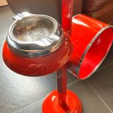 Red magazine ashtray on stand from the 70s