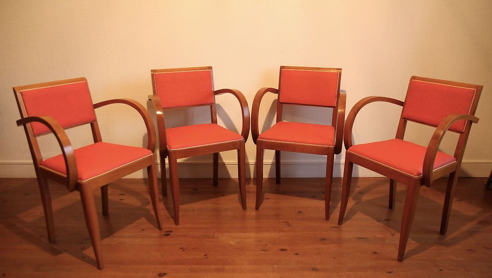 Suite of four vintage rockabilly bridge armchairs