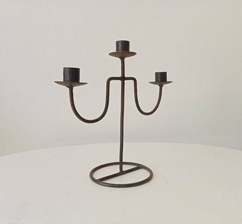 Vintage brutalist chandelier in wrought iron