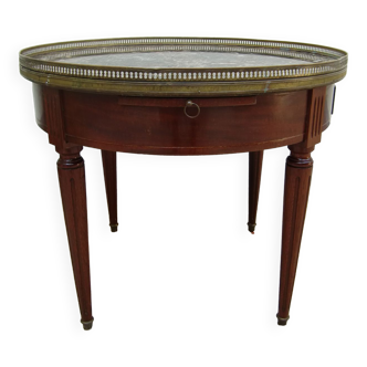 Louis XV style hot water bottle table in black multicolored marble