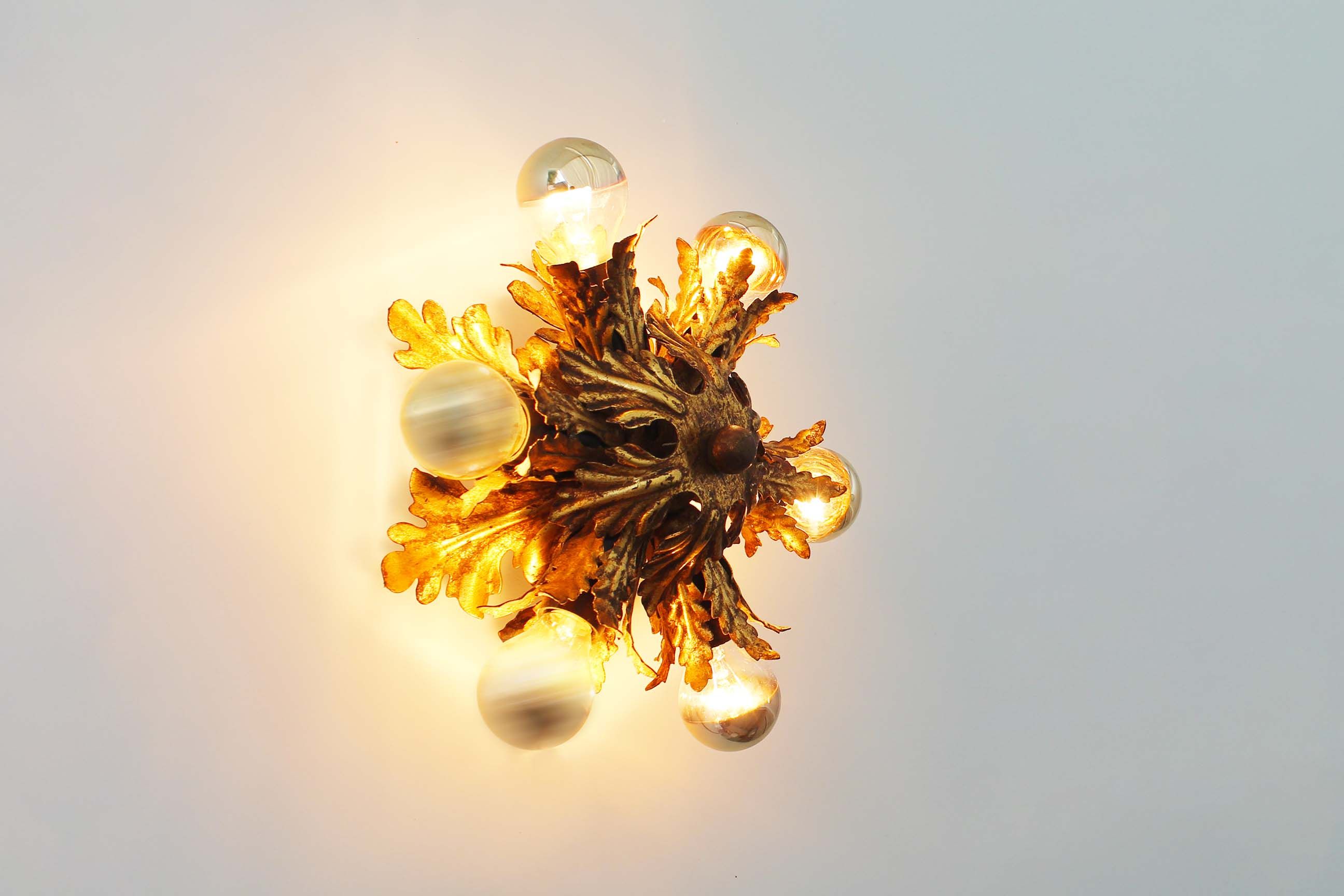 1960’s gilt ‘florentine’ ceiling or wall light by banci firenze