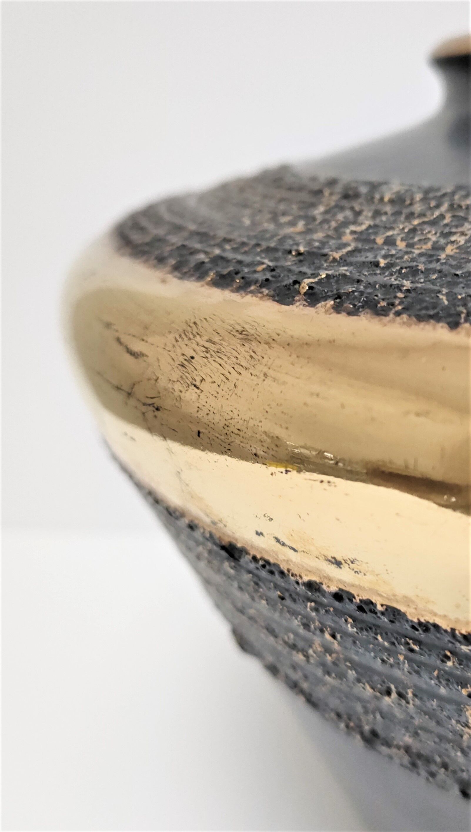 Black and gold ceramic vase west germany vintage design